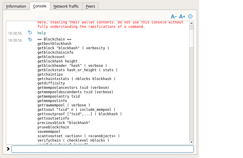 Fig. 6. partial output of the `help` command